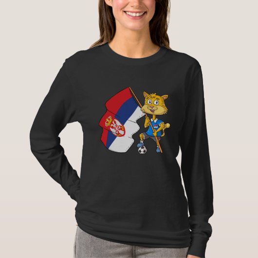セルビアファンの猫 Tシャツ (正面)