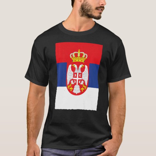 セルビアレトロヴィンテージ国旗セルビア Tシャツ (正面)