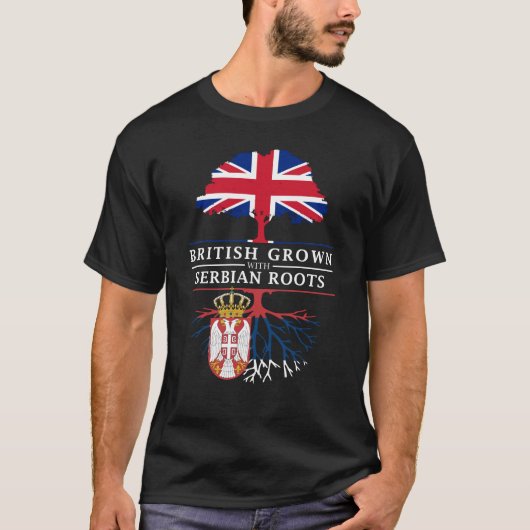 セルビア人の根のセルビアのデザインと   育つイギリス Tシャツ (正面)