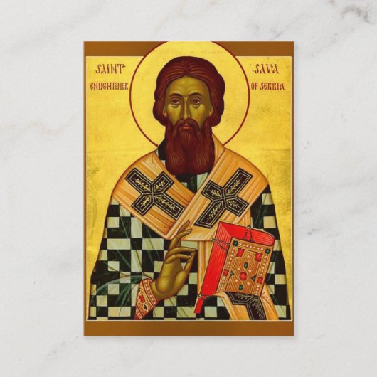 セルビア初の大司教、セント・サバ祈りの言葉・カード プレイスカード (正面)
