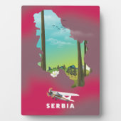 セルビア図解入りの、写真付きの地図の旅行ポスター フォトプラーク (正面)