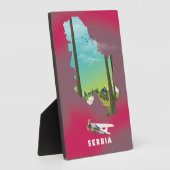 セルビア図解入りの、写真付きの地図の旅行ポスター フォトプラーク (側面)