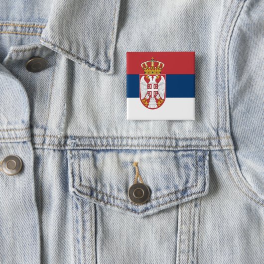 セルビア国旗が表示されたボタン 缶バッジ (インサイチュ)
