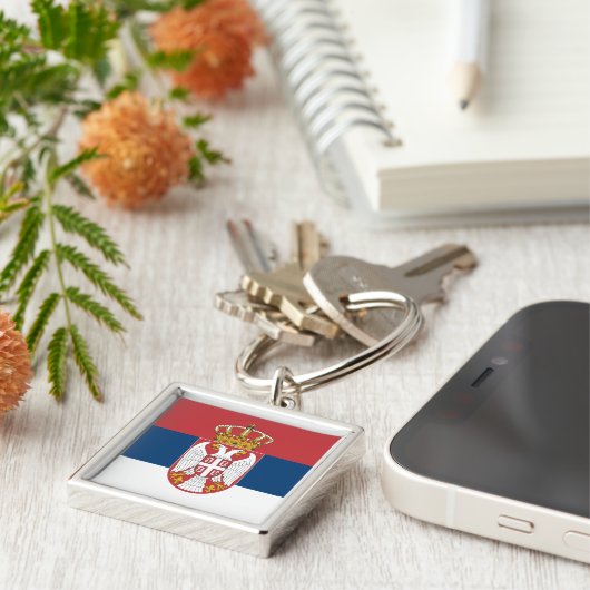 セルビア国旗とセルビアの休日、旅行/スポーツ キーホルダー (側面)