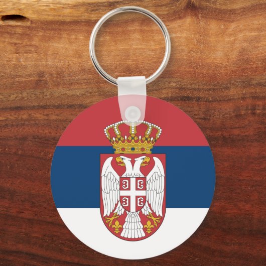 セルビア国旗とセルビアの休日、旅行/スポーツ キーホルダー (正面)