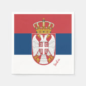 セルビア国旗とセルビアパーティーファッション/スポーツ スタンダードカクテルナプキン (正面)
