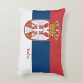 セルビア国旗とセルビアファッションの休日/スポーツ アクセントクッション (裏面(縦))