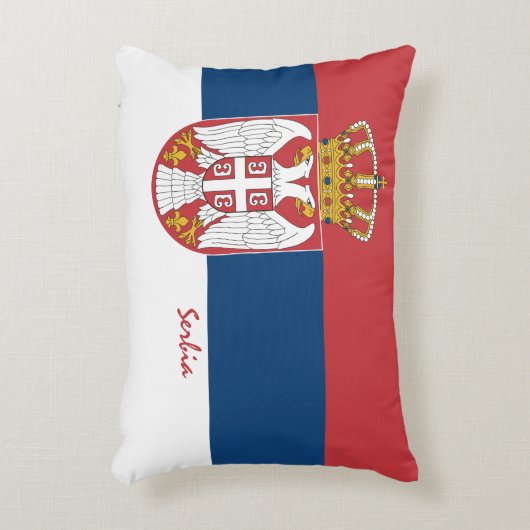 セルビア国旗とセルビアファッションの休日/スポーツ アクセントクッション (正面(垂直))