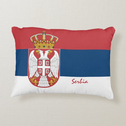 セルビア国旗とセルビアファッションの休日/スポーツ アクセントクッション (裏面)