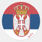 セルビア国旗とセルビアファッションシール/スポーツ ラウンドシール (正面)