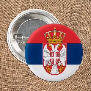 セルビア国旗とセルビアファッション愛国者/スポーツ 缶バッジ