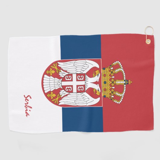 セルビア国旗とセルビア旅行，休日/スポーツ ゴルフタオル (横)