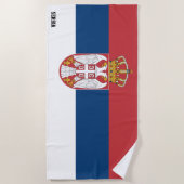 セルビア国旗と壮麗な愛国心 ビーチタオル (正面)