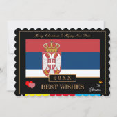 セルビア国旗と新年おめでとう最高の/祝いの言葉 シーズンカード (正面)