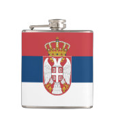 セルビア国旗と旅行セルビア/スポーツファン フラスク (正面)