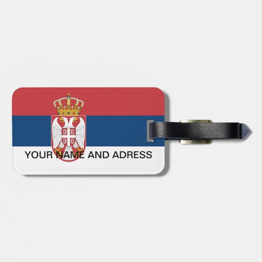 セルビア国旗と荷物タグ ラゲッジタグ (裏面横)
