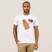 セルビア国旗のハートと地図Tシャツ Tシャツ (正面フル)