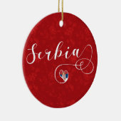 セルビア国旗のハート、レピュブリカ・シュルビヤ セラミックオーナメント (右)