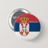 セルビア国旗の丸ボタン 缶バッジ (正面&裏面)