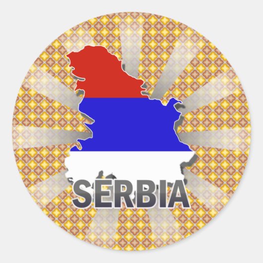 セルビア国旗の地図2.0 ラウンドシール (正面)