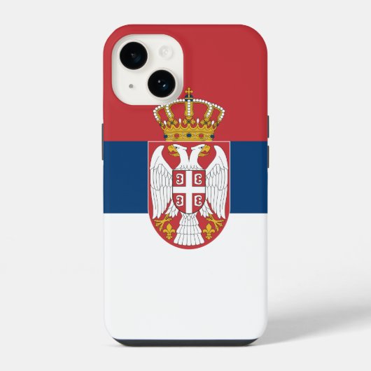 セルビア国旗の愛国的なApple 14 Case-Mate iPhoneケース (裏面)