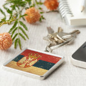 セルビア国旗の金属キーチェーン キーホルダー (側面)