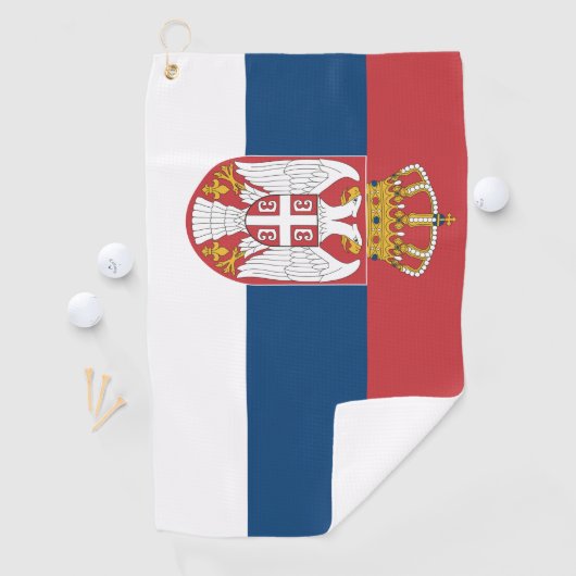 セルビア国旗を持つゴルフタオル ゴルフタオル (インサイチュ)