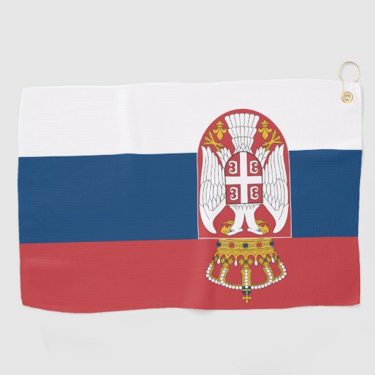 セルビア国旗を持つゴルフタオル ゴルフタオル (横)