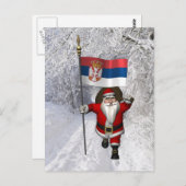 セルビア国旗を持つサンタクロース ポストカード (正面/裏面)