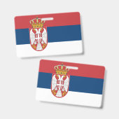 セルビア国旗を持つネームバッジ バッジ (正面＆裏面)