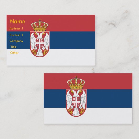 セルビア国旗を持つ名刺 名刺 (正面/裏面)