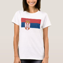 セルビア国旗を持つ女性Tシャツ