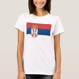 セルビア国旗を持つ女性Tシャツ Tシャツ