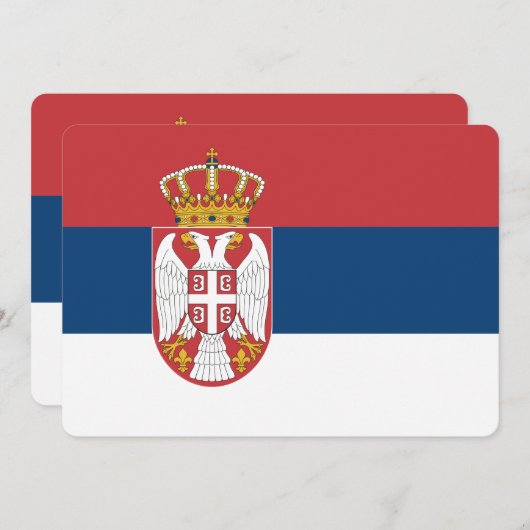 セルビア国旗を持つ愛国的招待状 招待状 (正面/裏面)