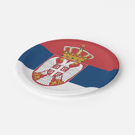 セルビア国旗を持つ愛国的紙プレート ペーパープレート (アングル)