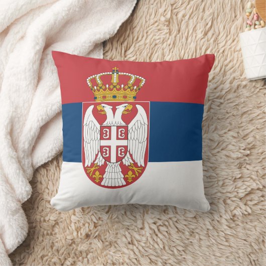 セルビア国旗を持つMoJo枕 クッション (ブランケット)