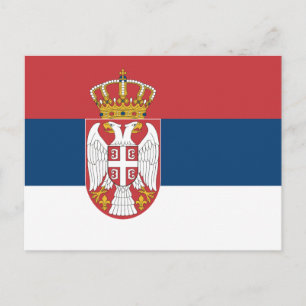 セルビア国旗を掲げたはがき ポストカード