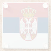 セルビア国旗を掲げたガラスのコースター ガラスコースター (裏面)