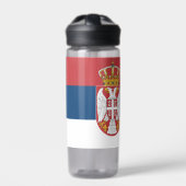 セルビア国旗を掲げた水瓶 ウォーターボトル (正面)