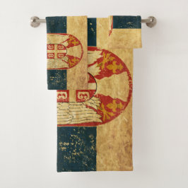 セルビア国旗を設定したバスタオル バスタオルセット