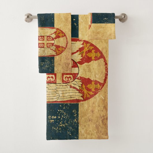 セルビア国旗を設定したバスタオル バスタオルセット (インサイチュ)