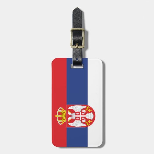 セルビア国旗簡単ID個人 ラゲッジタグ (正面縦)