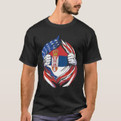 セルビア国旗誇りを持ったアメリカ領セルビア伝統 Tシャツ (正面)