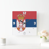 セルビア国旗 スクエア壁時計 (ホーム)