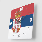 セルビア国旗 スクエア壁時計 (傾斜)