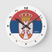 セルビア国旗&セルビアトレンディーホーム/デザイン ラウンド壁時計 (正面)