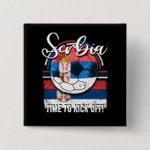 セルビア国旗、セルビア・サッカーチーム 缶バッジ (正面)