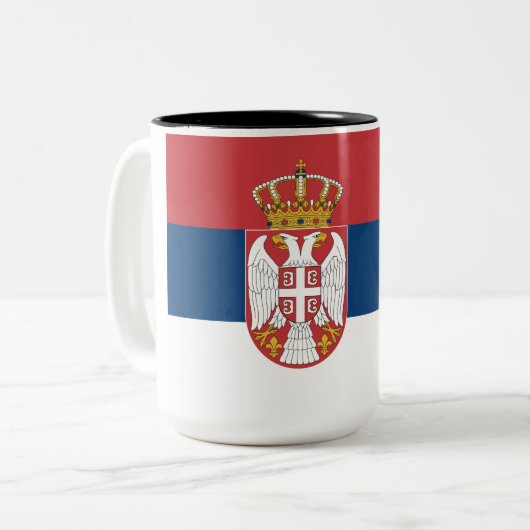 セルビア国旗 ツートーンマグカップ (正面左)