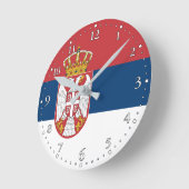 セルビア国旗 ラウンド壁時計 (傾斜)