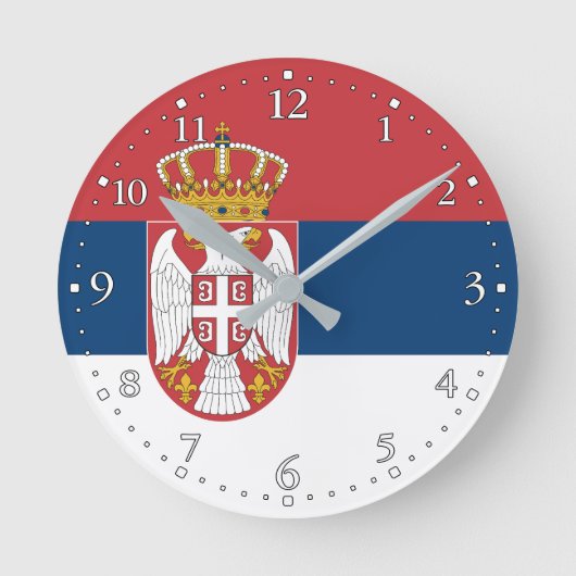 セルビア国旗 ラウンド壁時計 (正面)